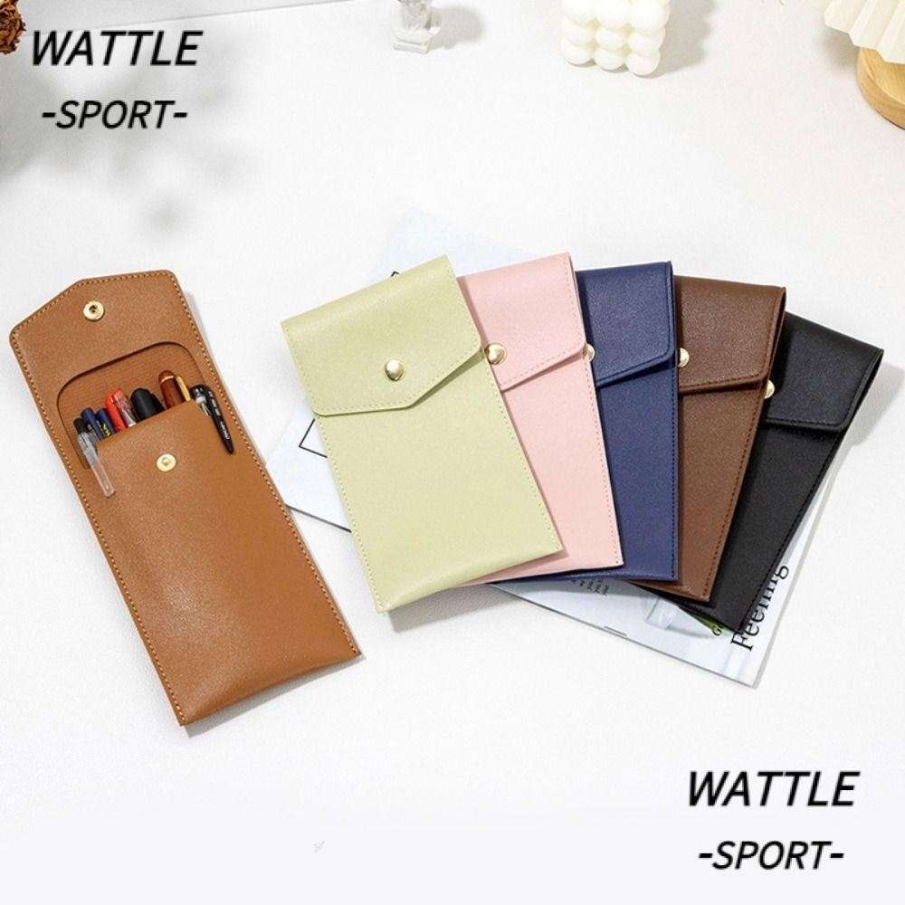 Bolsa Para Caneta WATTLE , De Couro PU De Grande Capacidade , De Armazenamento De Papelaria Com Botão De Pressão , Escri em Oferta na Shopee