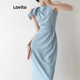 Lovito Vestido Casual Simples Com Gravata Frontal Para Mulheres L76AD170