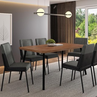 Conjunto Sala de Jantar 6 Cadeiras San Paolo Carraro Nogal Preto em Oferta na Shopee