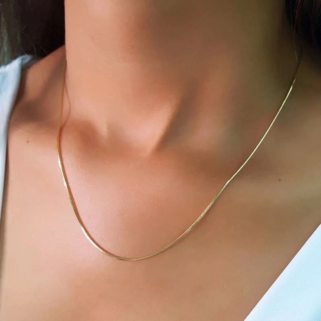 Gargantilha Colar cordão rabo de rato aço inox dourado Feminina 316L em Oferta na Shopee