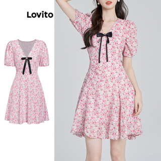 Lovito Bonito Vestido com Laço em Estampa Floral para Mulheres L76AD173