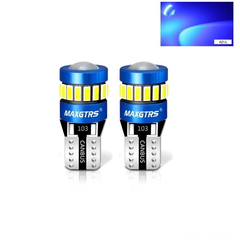 Par Lâmpada Azul Pingo T10 MAXGTRS Canbus Super Forte 18 Led