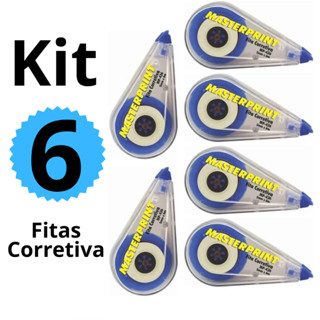 Kit 6 Fitas Corretiva 5mm x 6m Secagem Imediata Corretivo em Fita Masterprint em Oferta na Shopee