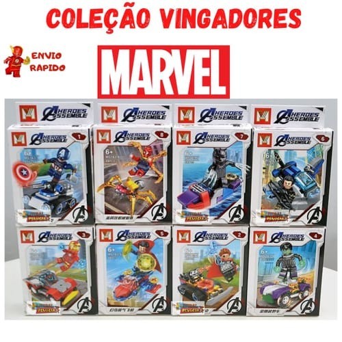 Bloco de Montar vingadores Assemble thor homem aranha  doutor estranho  arqueiro c america hulk h de ferro  P negra