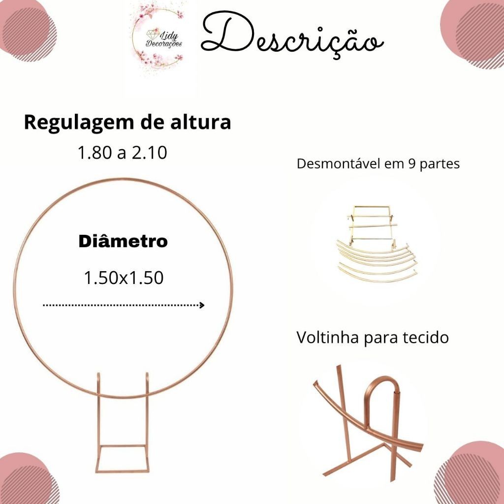 Arco de 1,50 Painel Redondo desmontavél em Oferta na Shopee