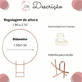 Arco de 1,50 Painel Redondo desmontavél em Oferta na Shopee