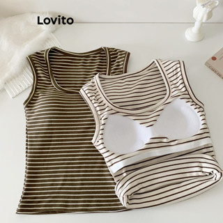 Lovito Casual Blusa Feminina Listrada com Bojo L74ED245