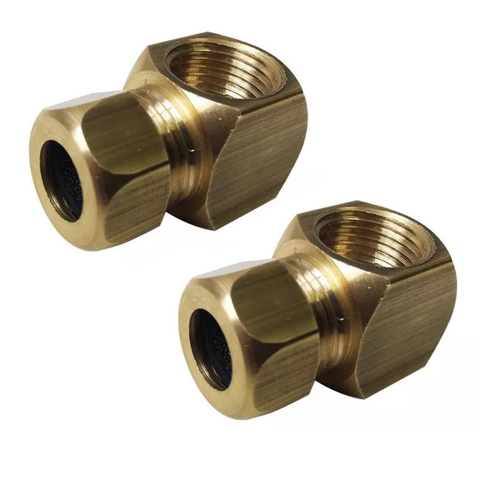 Kit 2 Adaptador Dako 1/2 Latão Fêrmea Angular Cotovelo Cooktop
