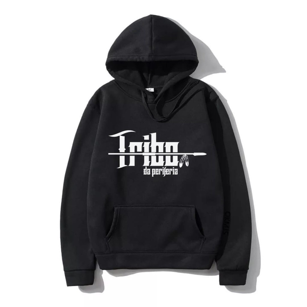 Blusa de Frio Casaco de Moletom Canguru Tribo da Periferia Blusa de Frio Capuz e Bolso Masculino e Feminino Hip Hop