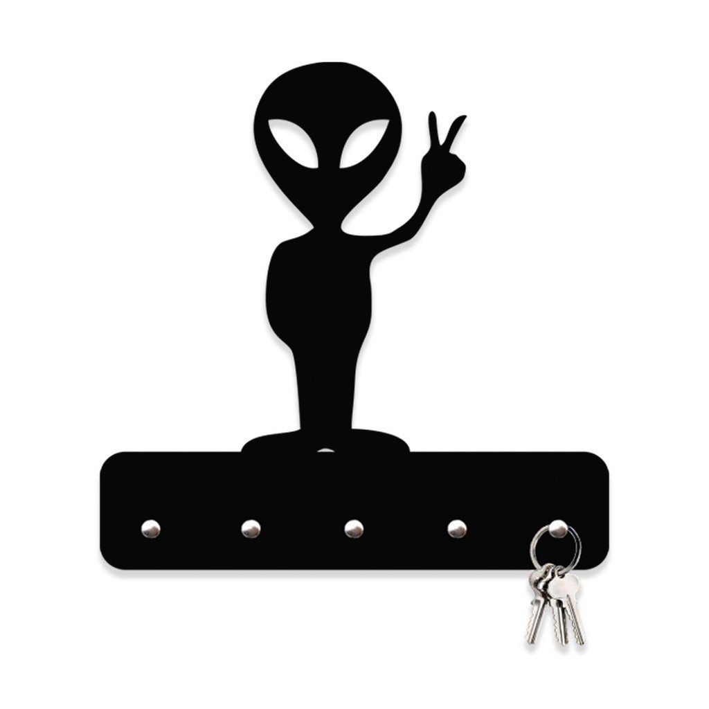 Porta Chaves Alien em Mdf Vazado de 3mm Preto Fosco