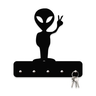 Porta Chaves Alien em Mdf Vazado de 3mm Preto Fosco em Oferta na Shopee
