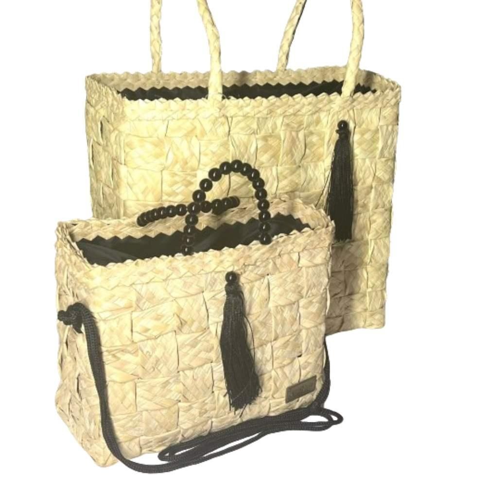Bolsa Tote Grande + Bolsa Tote Pequena Palha Artesanal Kit 2