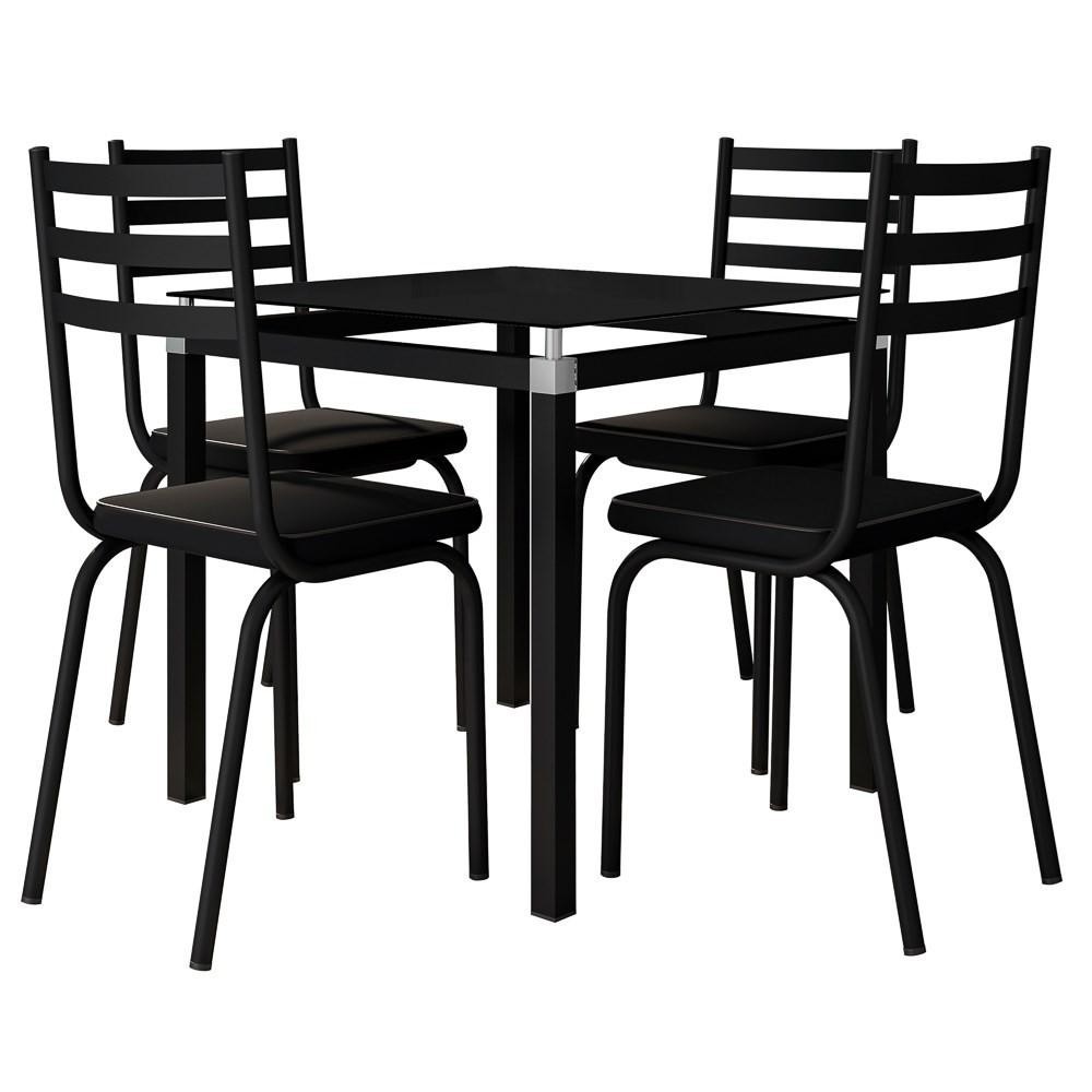 Jogo de Mesa Malva 75cm e 4 Cadeiras 118 Preto - Artefamol em Oferta na Shopee