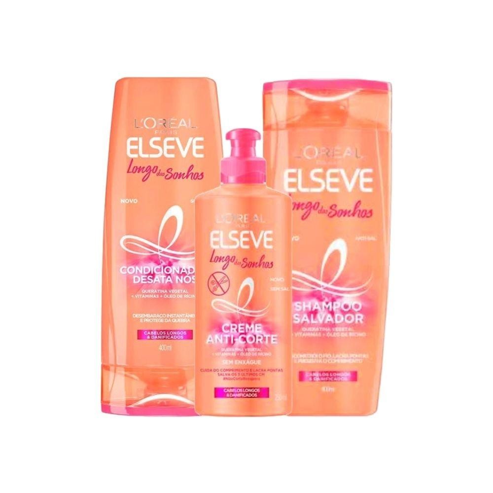 Kit Elseve L’Oréal Paris Longo dos Sonhos versão 400ml (3 produtos) em Oferta na Shopee