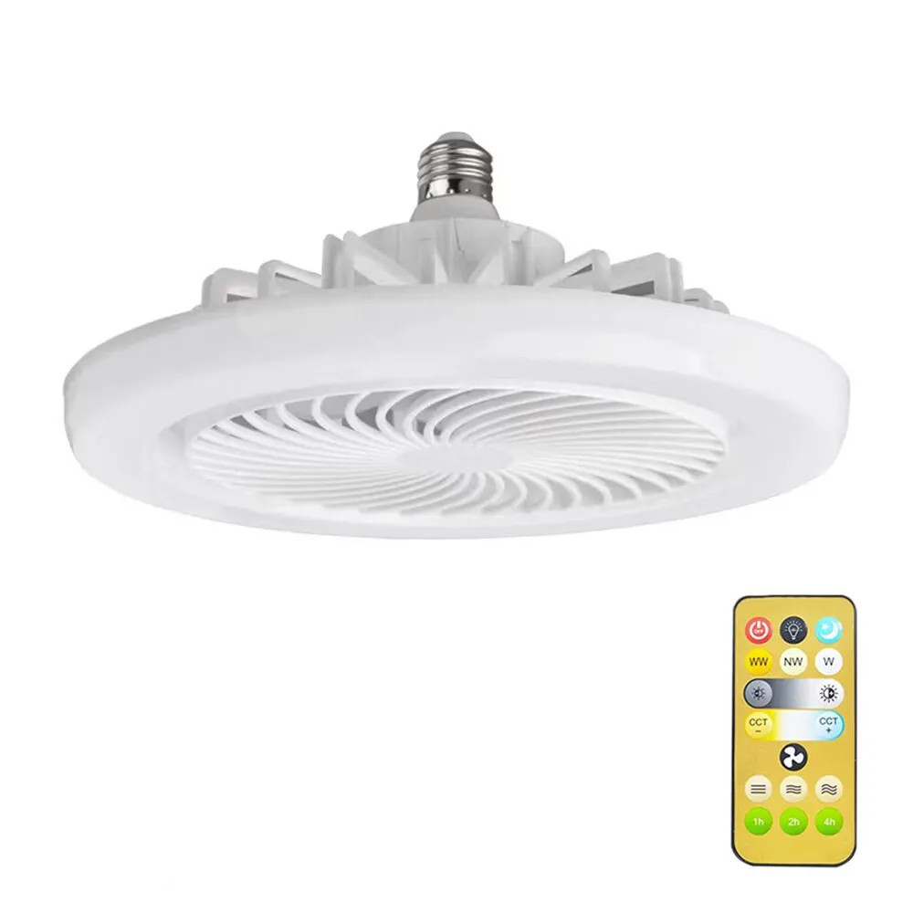 Inteligente Silent Ventilador de teto com controle remoto e Luz, Lâmpada LED