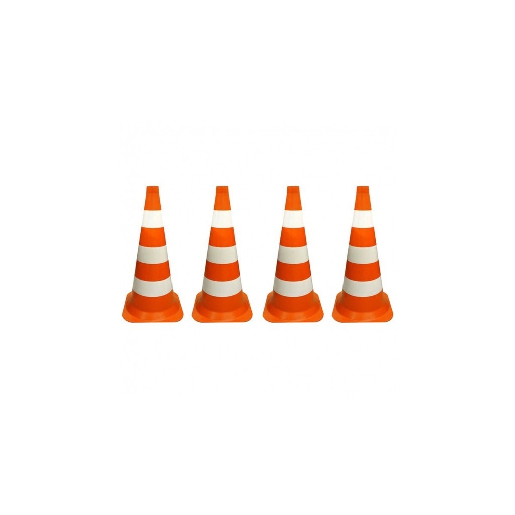 Kit Com 4 Cone De Sinalização - Altura De 50cm - Branco / Laranja