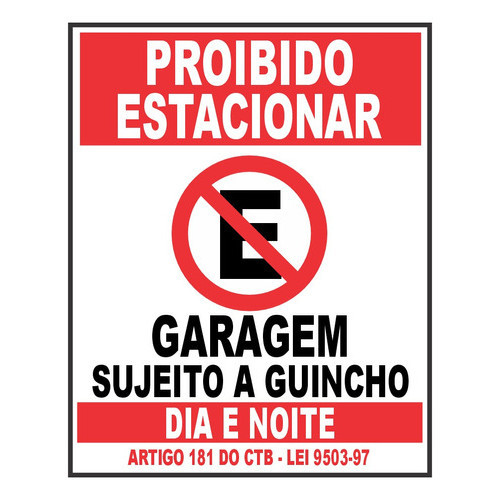 Placa De Proibido Estacionar Garagem Grande 60x40 C/ 4 Furos em Oferta na Shopee