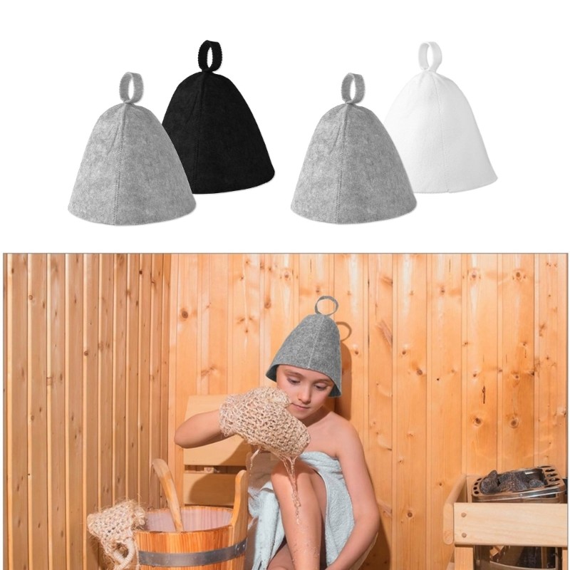 LI * 2 Pcs Sauna Chapéus Bonés Lã Feltro Spas Headwear Chapéu À Temperatura