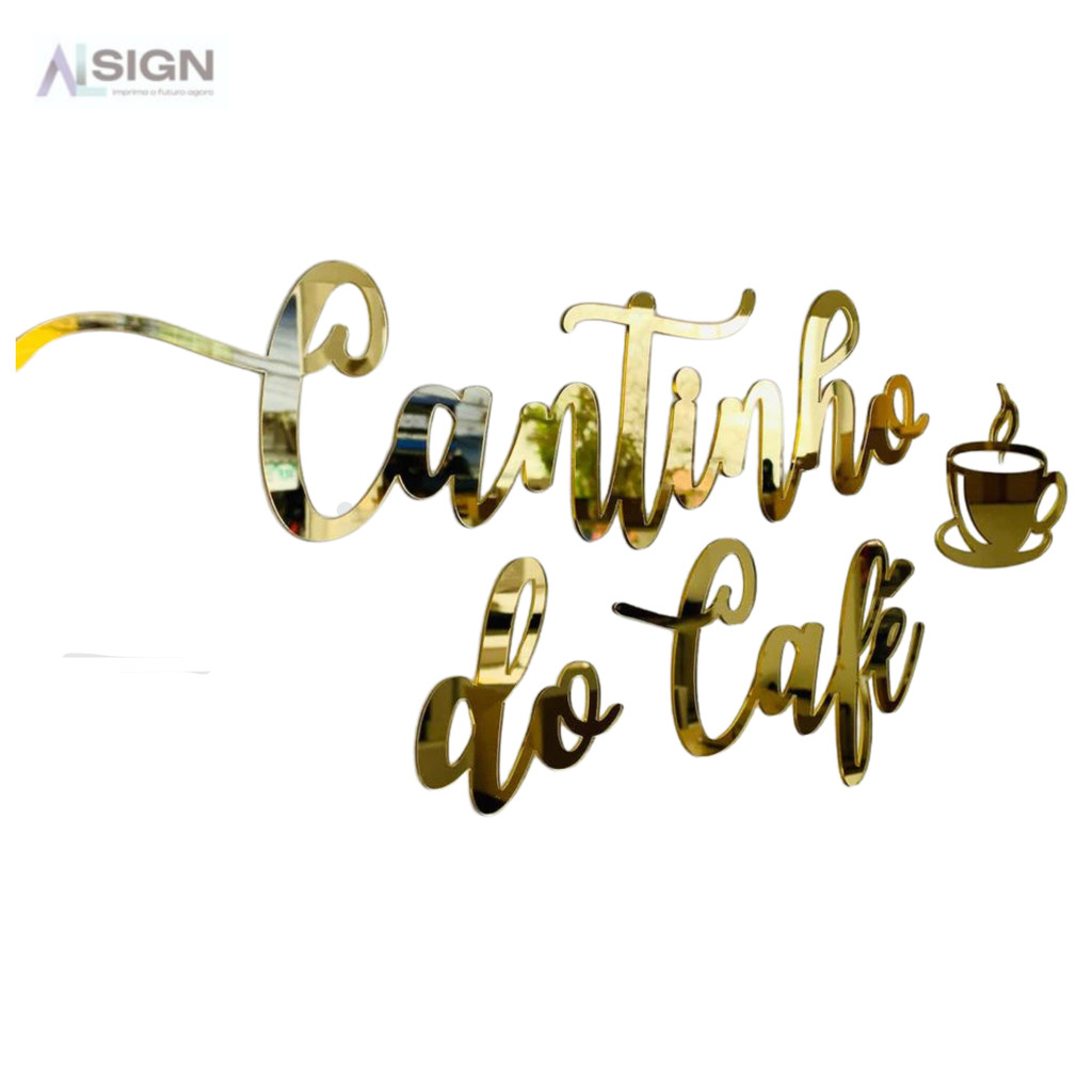 Espelho Decorativo Cantinho Do Café Em Acrílico Rose, Dourado OU Prata com Xícara Sala Cozinha em Oferta na Shopee