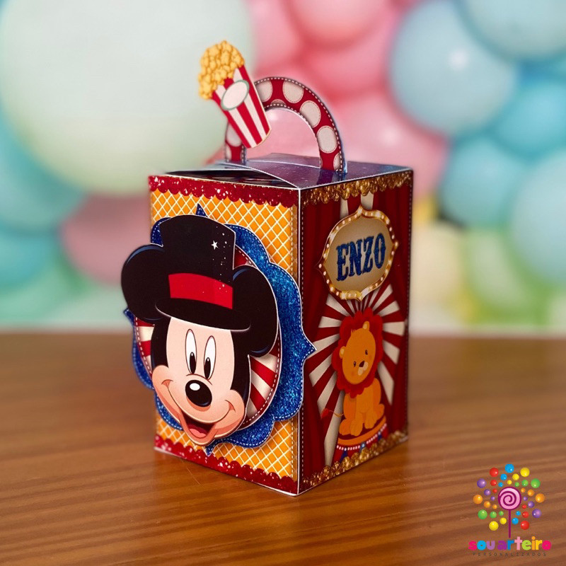 Caixa Maletinha  Circo do Mickey 3D - Personalizado - 10 UNIDADES – Lembrancinha personalizada para Festa infantil