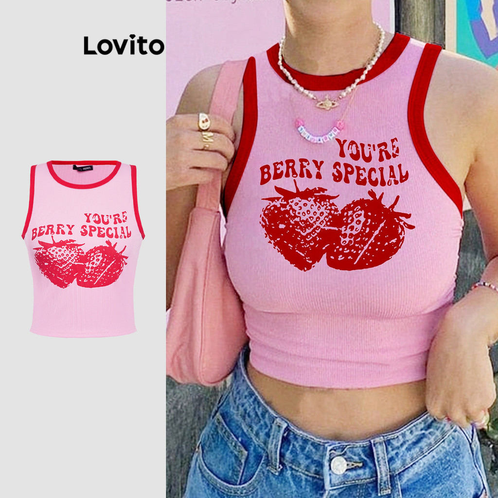 Lovito Regata de amarração de contraste simples e fofa para mulheres L118ED109 - Women Clothes