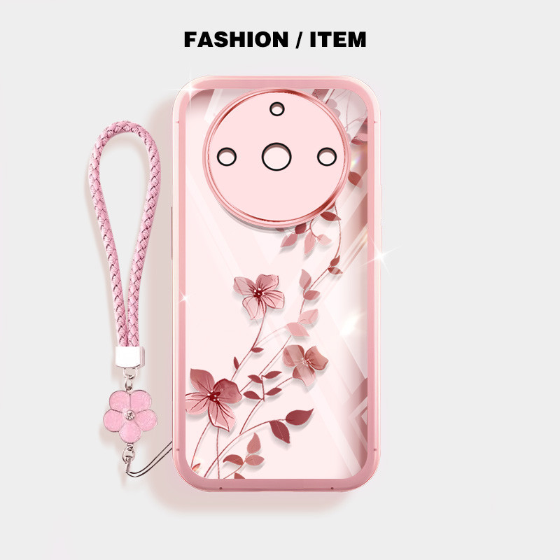 Para Oppo Realme 11 4G 5G Pro Plus + 5G Flor Videira Plantas Com Pendurada Corda Anti Queda Capa De Telefone Transparent