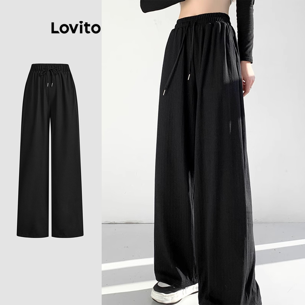 Lovito Calça Casual De Verão Com Cordão Para Mulheres L114AD073 - Women Clothes