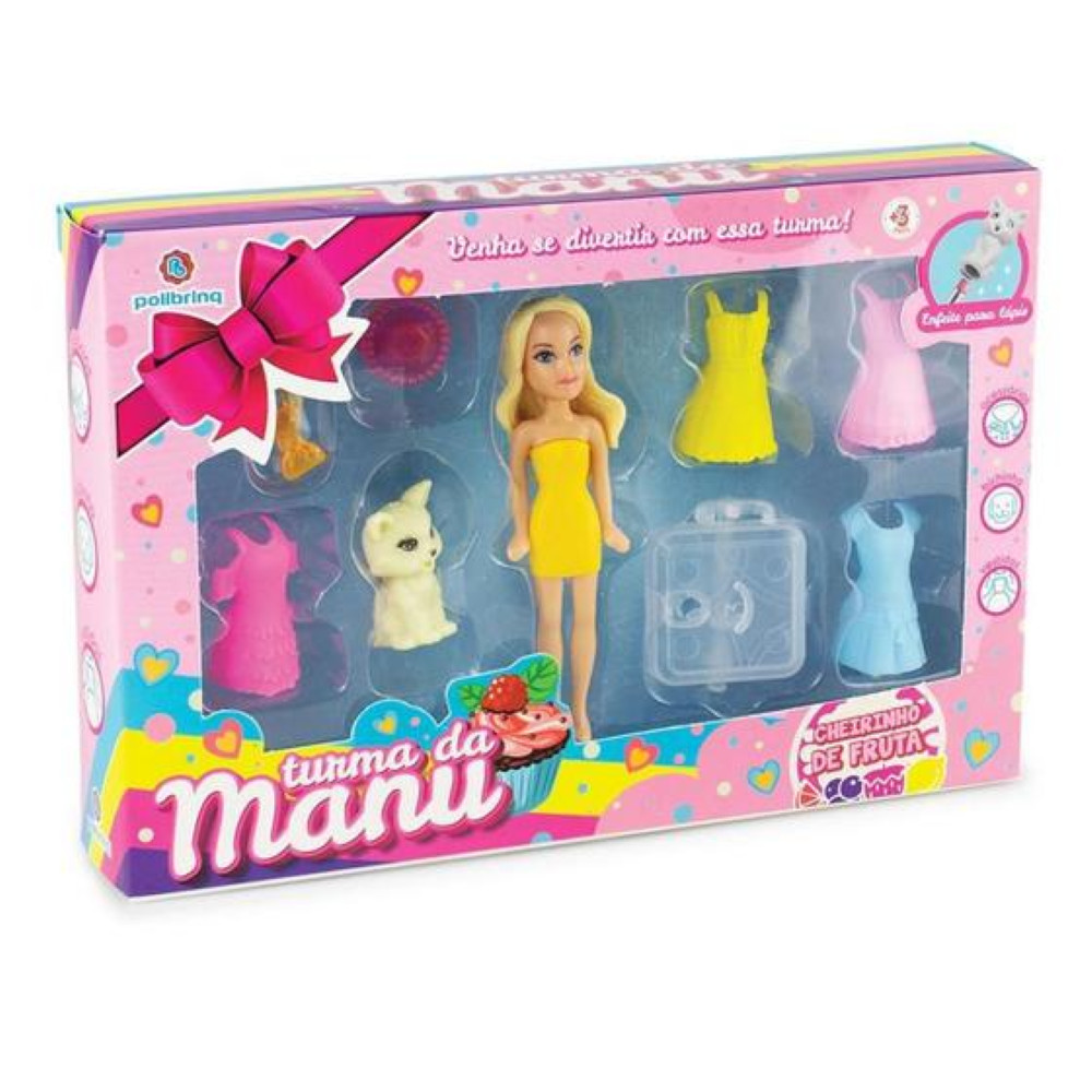 Brinquedo Turma Da Manu Cheirinho De Fruta - Polibrinq - Amarelo Dourado em Oferta na Shopee