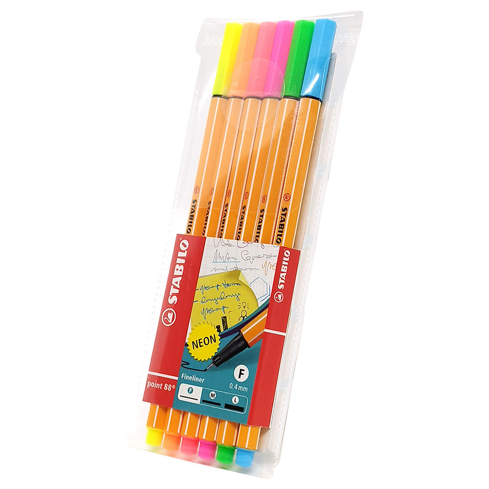 Caneta Hidrográfica Stabilo Point 88 0.4mm - 6 Cores NEON em Oferta na Shopee