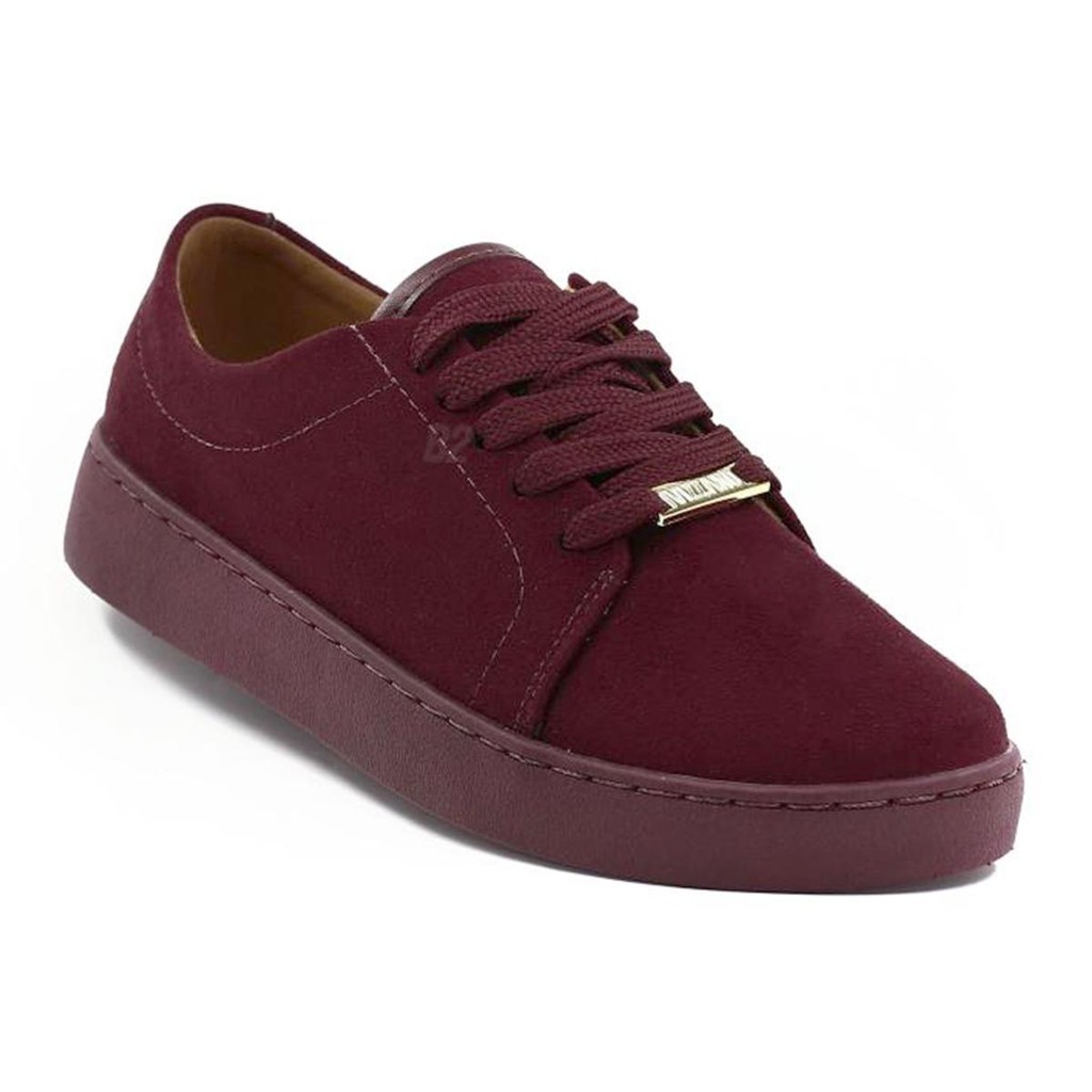 Tênis Vizzano Camurça Metal Feminino Casual Vinho Original Com Nota Fiscal e Garantia - Women Shoes