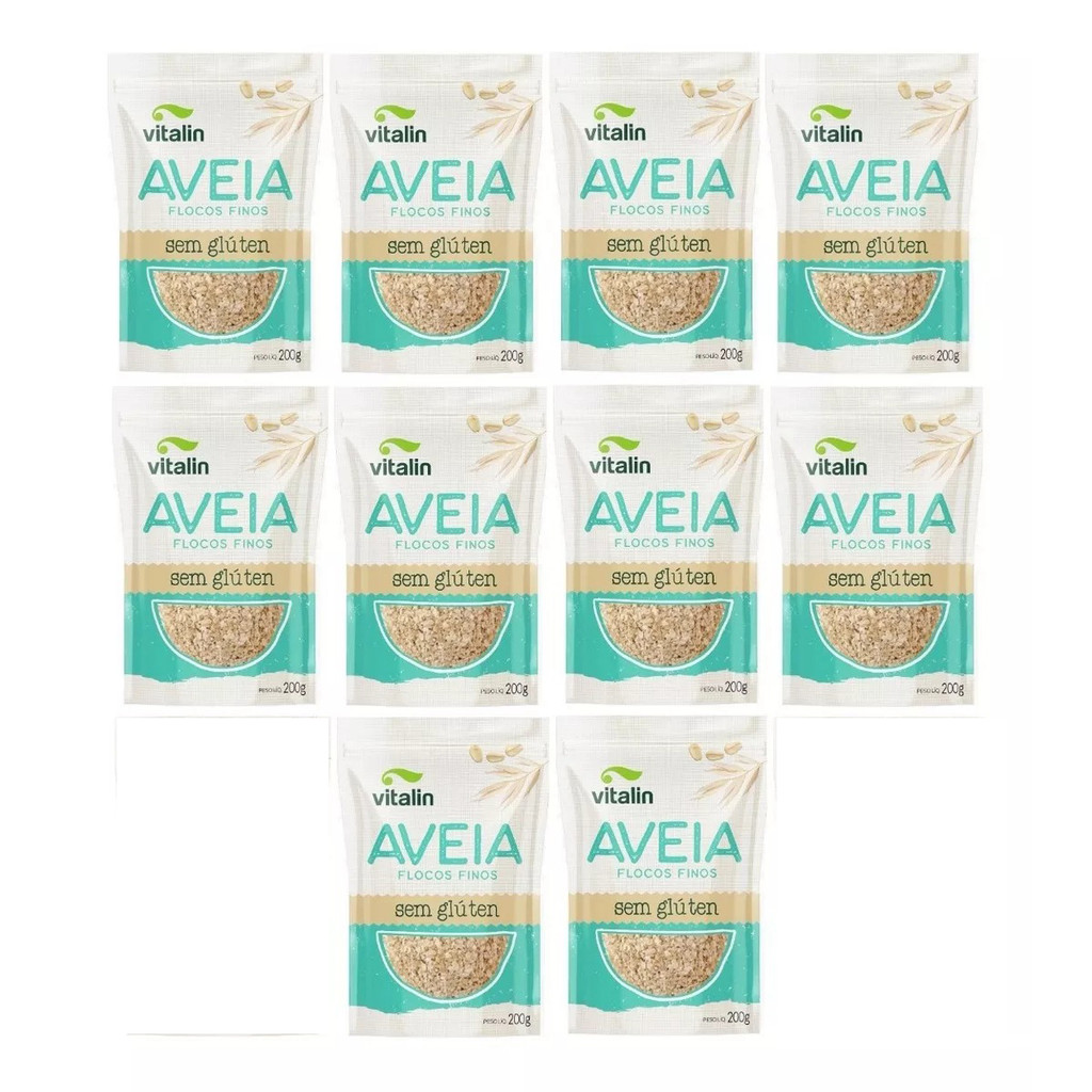 Kit 10 Aveia Em Flocos Finos Vitalin Sem Glúten em Oferta na Shopee