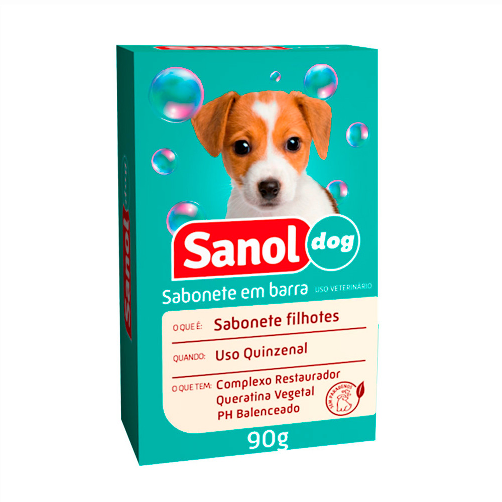 Sabonete Sanol Dog Filhotes Para Cães e Gatos 90g
