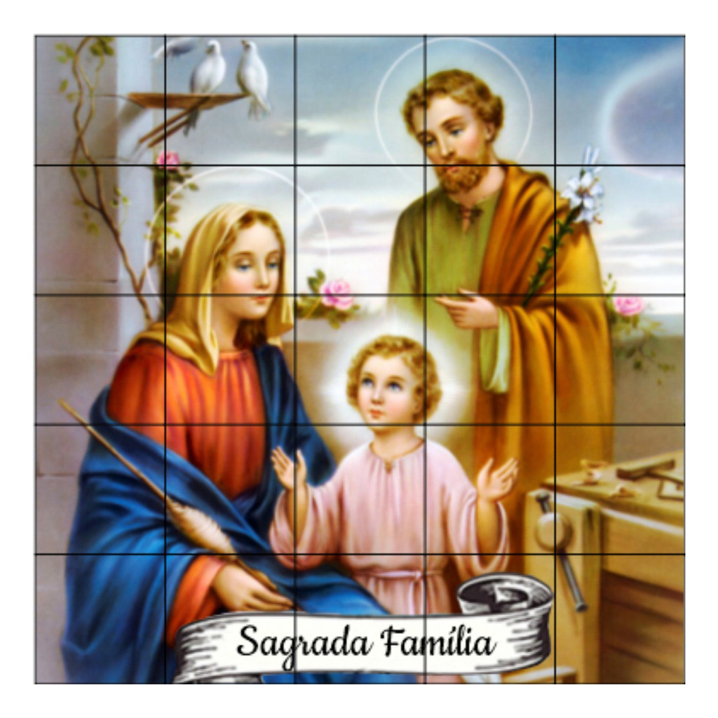 Mosaico Sagrada Família Com Nome 100x100cm Em Azulejo