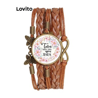 Lovito Pulseira Casual De Pele Sintética Com Flores E Letras Para Mulheres LCS06705
