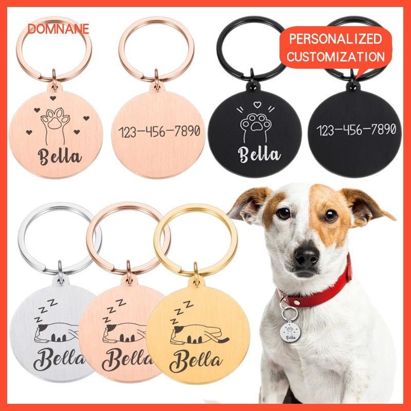 Coleira Personalizada Para Animais De Estimação , Etiquetas De Endereço , Placa De Cachorro Identificação , Corrente De