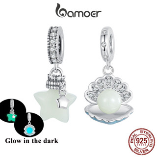 Bamoer 925 Sterling Sliver CharmLuminous Star Wishing Bottle Shell Pendant Série De Acessórios Para Pulseira