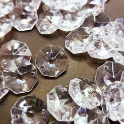Cristal Castanha Facetada 14mm em Acrílico com 50 Peças