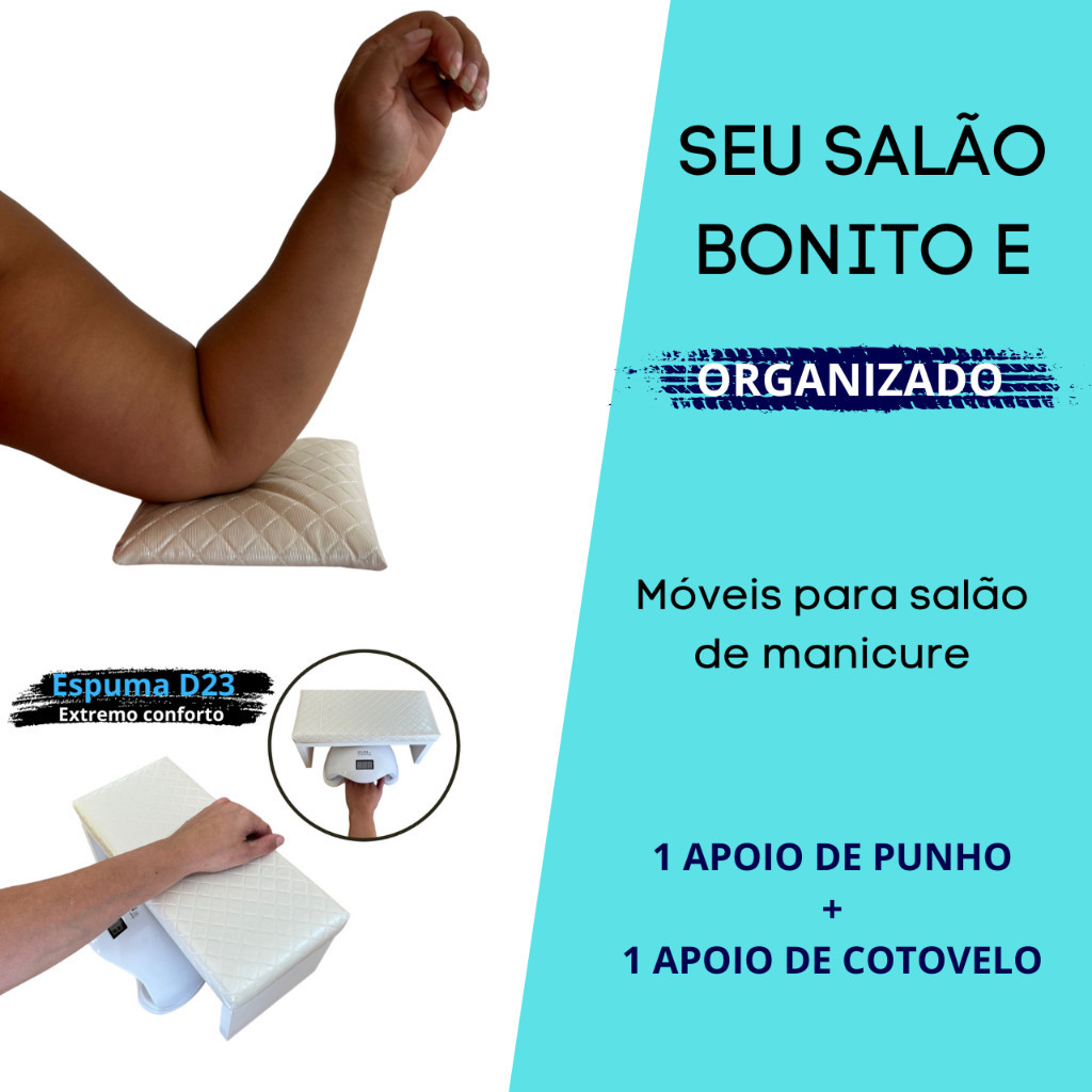 Kit de Apoio de Punho ou Mão para Manicure Mdf + Apoio de Cotovelo Branco - Promoção