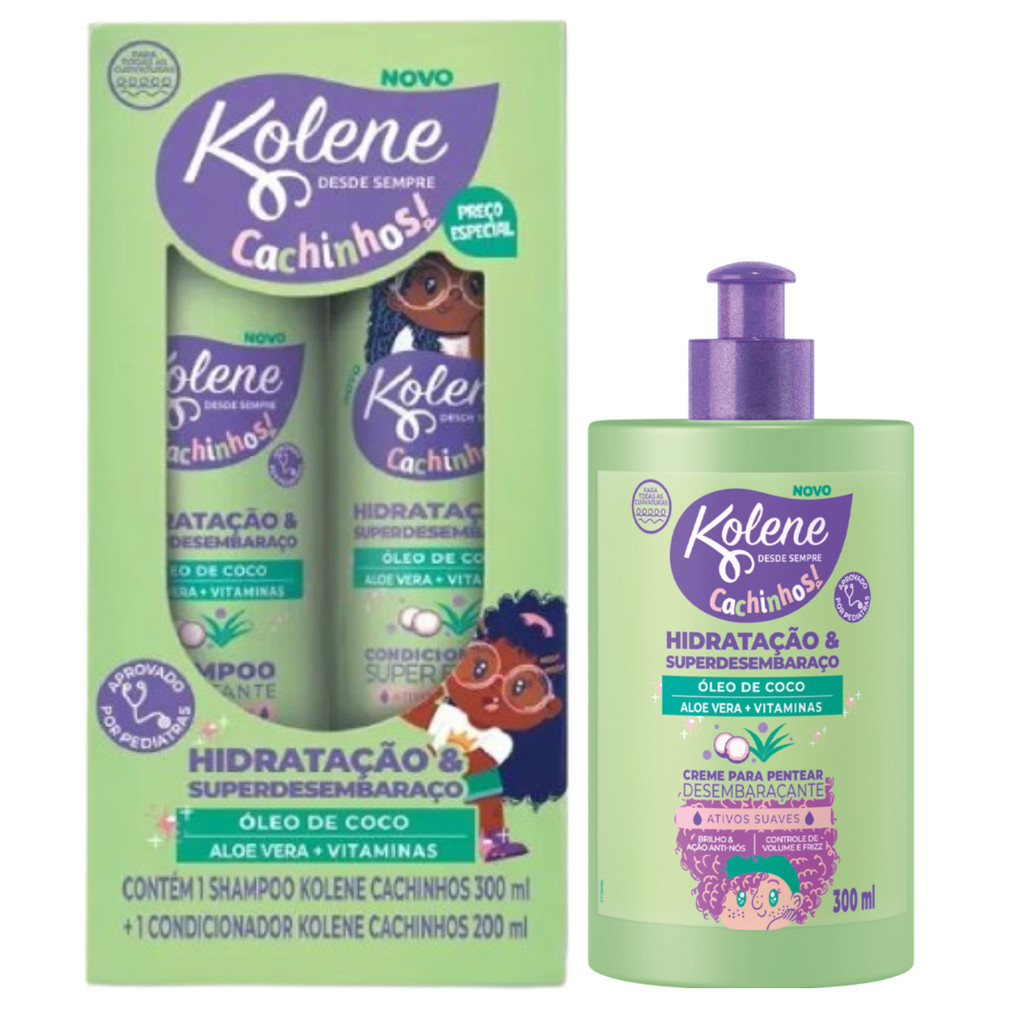 Shampoo e Condicionador Kolene Cachinhos + Creme para Pentear em Oferta na Shopee