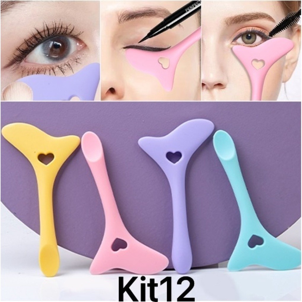 Kit Um novo multi-função de maquiagem auxiliar de maquiagem de olhos eyeliner stencils wingtip silicone e rímel pintura