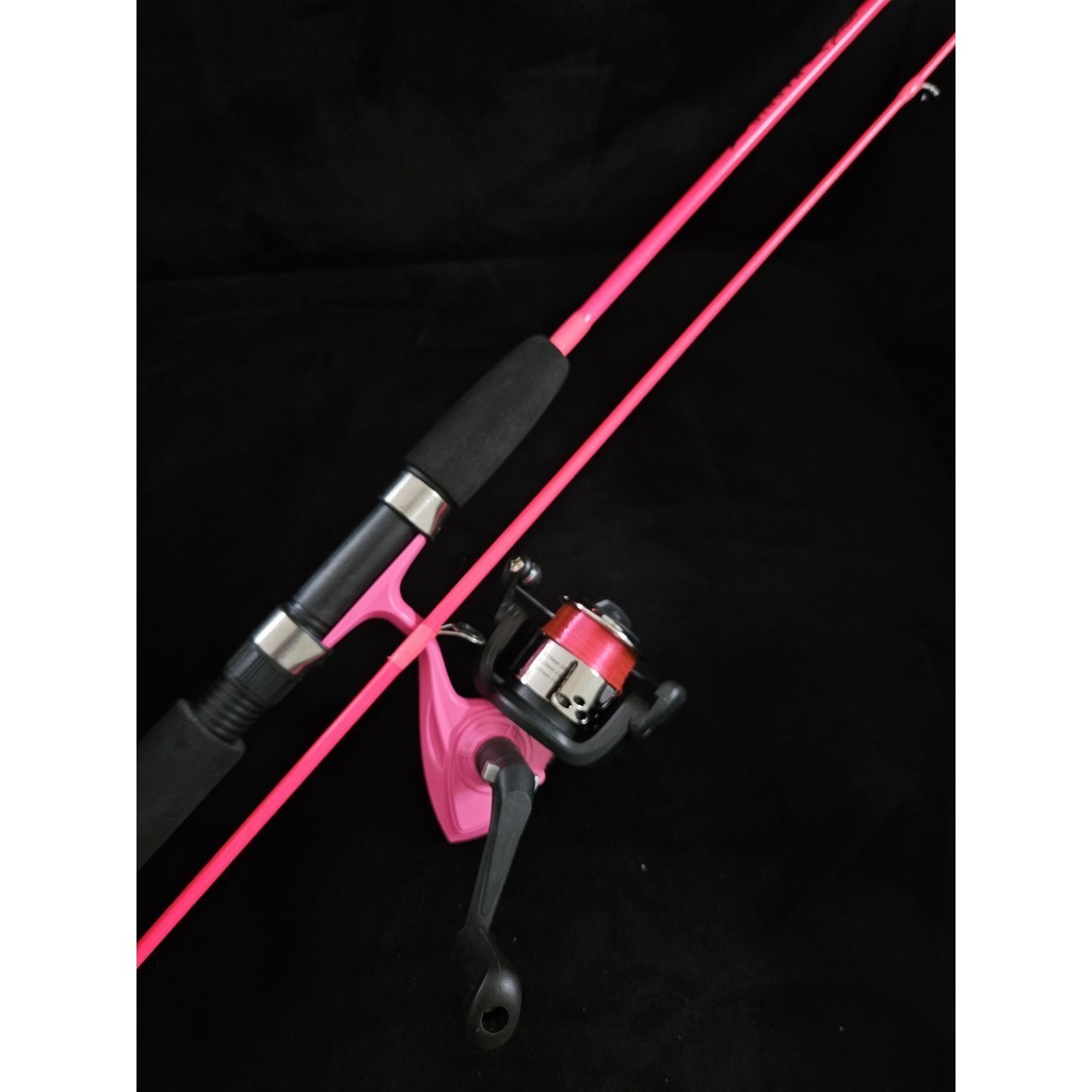Kit de Pesca Rosa Molinete 1 Rolamentos Vara 1,40m 10lbs Linha Rosa Monofilamento Pesca Mulher Pescaria Caniço