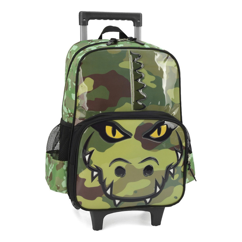 Mochila De Rodinhas Escolar Crocodilo Jacaré Luxcel