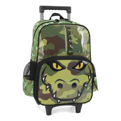 Mochila De Rodinhas Escolar Crocodilo Jacaré Luxcel