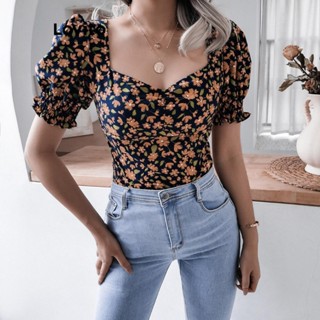 Lovito Blusa Boho Ditsy Com Estampa Floral Para Mulheres LNL46018