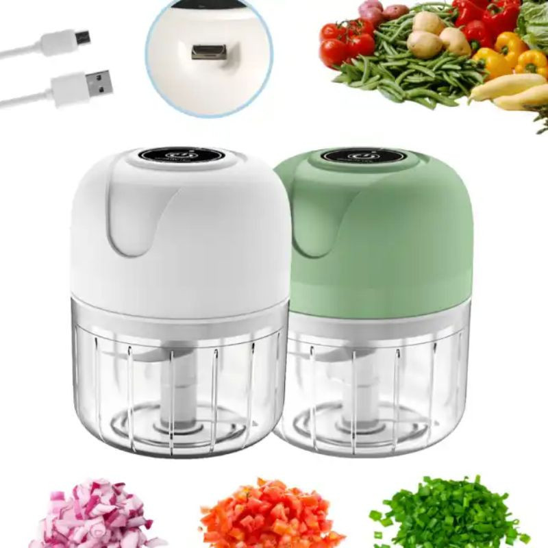 Mini Processador 250ml USB com 3 lâminas de aço inox Elétrico de Alimentos Portátil