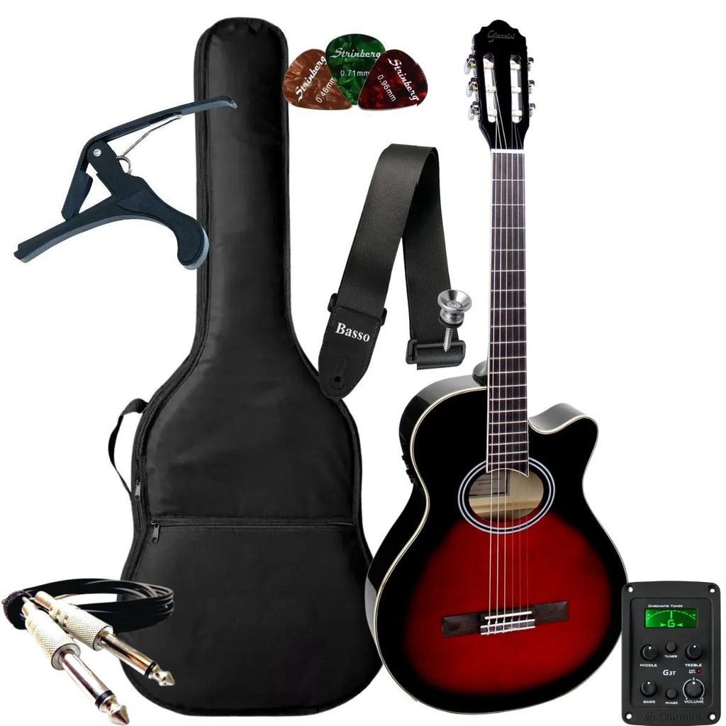 Kit Violão Giannini Elétrico Mini Jumbo Gnf1d Ceq Nylon + Acessórios em Oferta na Shopee