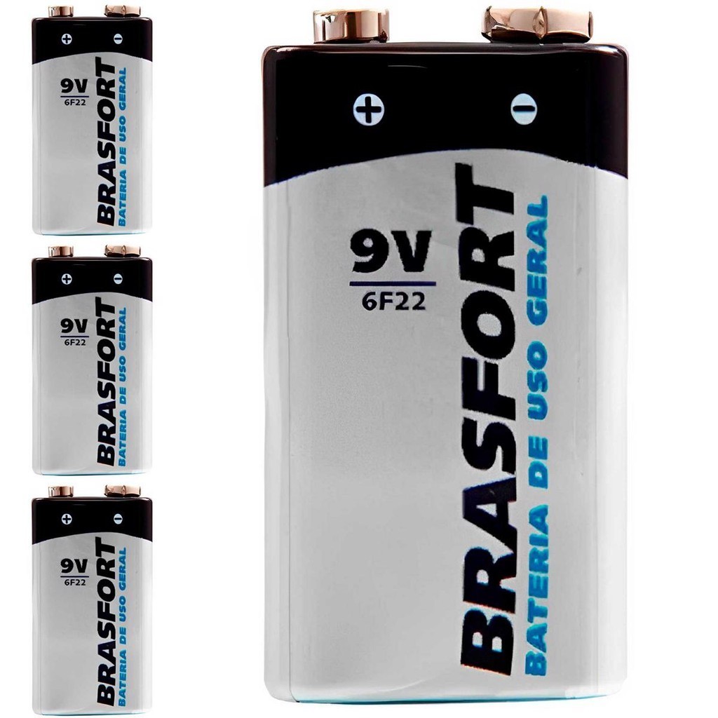 Bateria 9V Longa Duração Uso Geral 6312 com 4 Uni BRASFORT