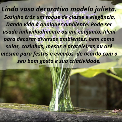 Jarro De Flores Julieta Vidro Crystalux Decoração Ø14x30cm