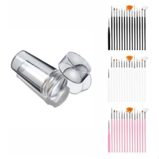 Kit 15 Pincéis Unhas Decoração Nail Art Profissional Com Carimbo de unha transparente SHINE em Oferta na Shopee
