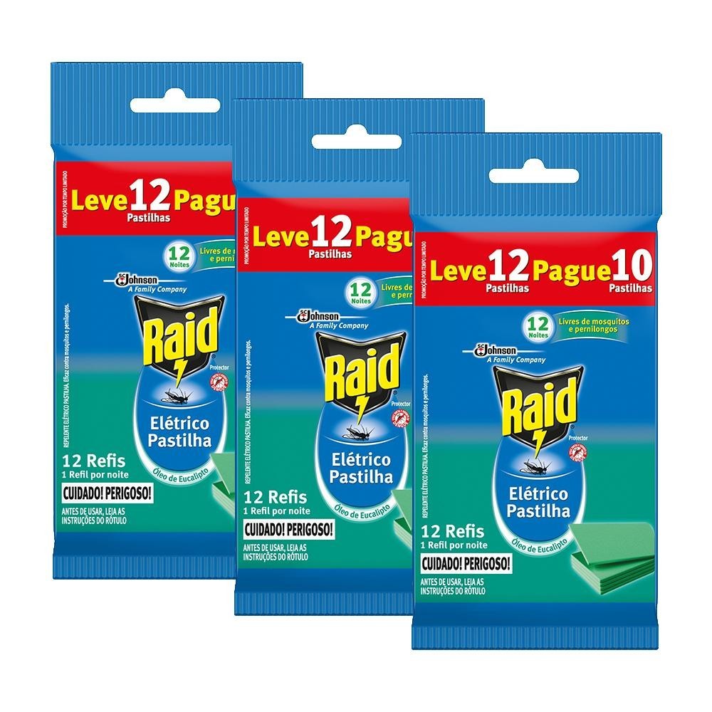 Kit Refil 36 Pastilhas Repelente Raid Elétrico Óleo de Eucalipto em Oferta na Shopee